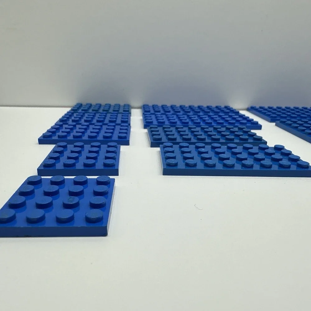 Lego Parts -‎ Plates - 4x4, 4x6, 4x8, 4x10 & 6x8 Blue Lot Of 15